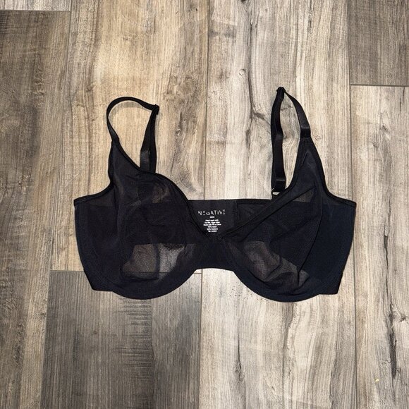 Negative Other - Negative 36DD Bra Black Sieve Demi Underwire Back Closure Sheer Cups